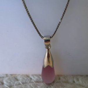 COPY - New 925 Sterling Silver Pink Moonstone Opal Water Drop Necklace